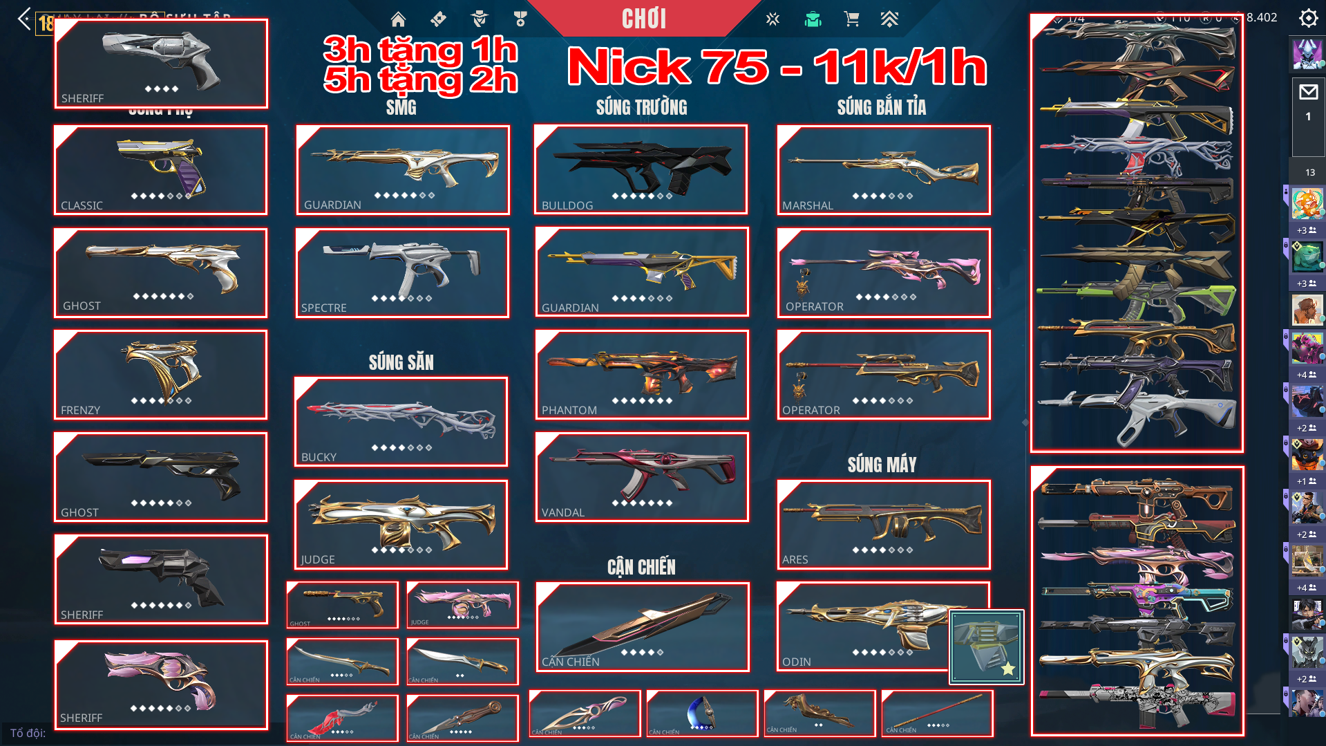 Thuê Account 75 - Thuê Nick Valorant - 99+Skin - EXO/ Woukong/ Mystbloom/ Araxys....