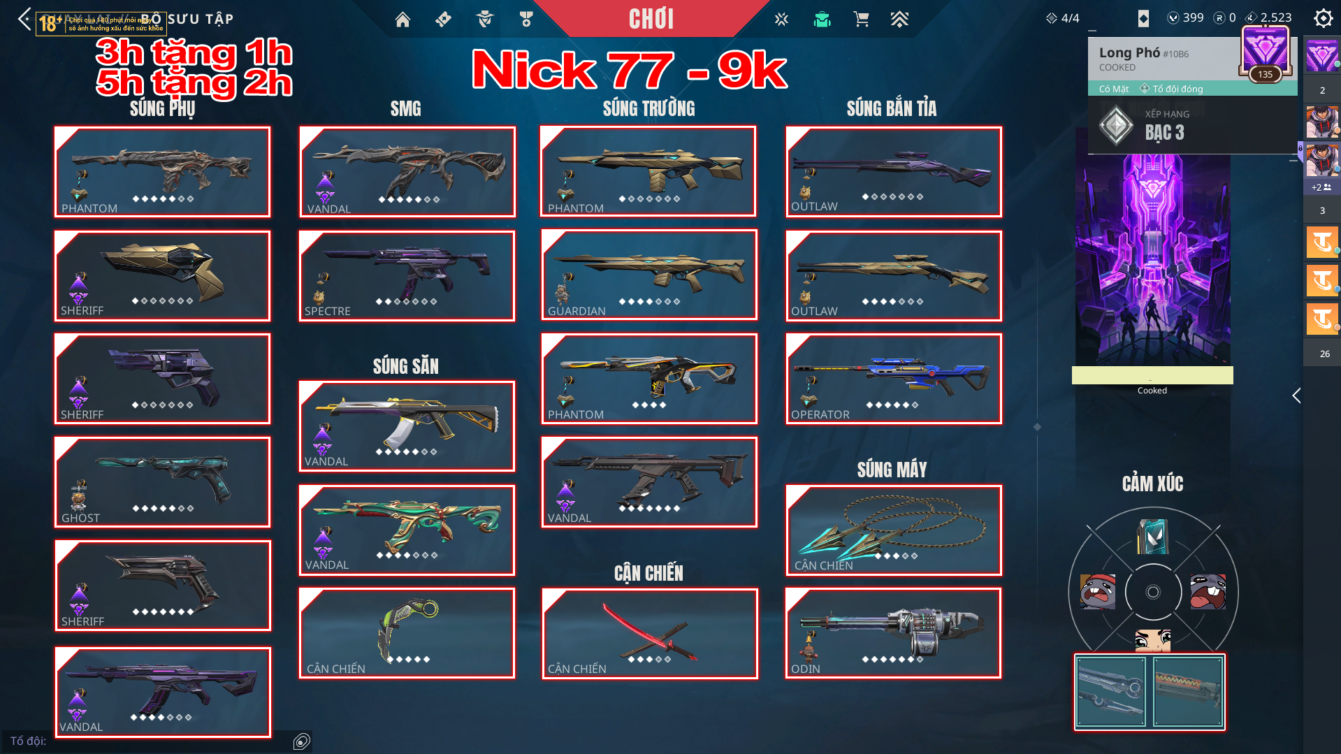 Thuê Account 77 - Thuê Nick Valorant - 99+Skin - EXO/ Araxys 2.0 / RGX 3.0/ Primodium...