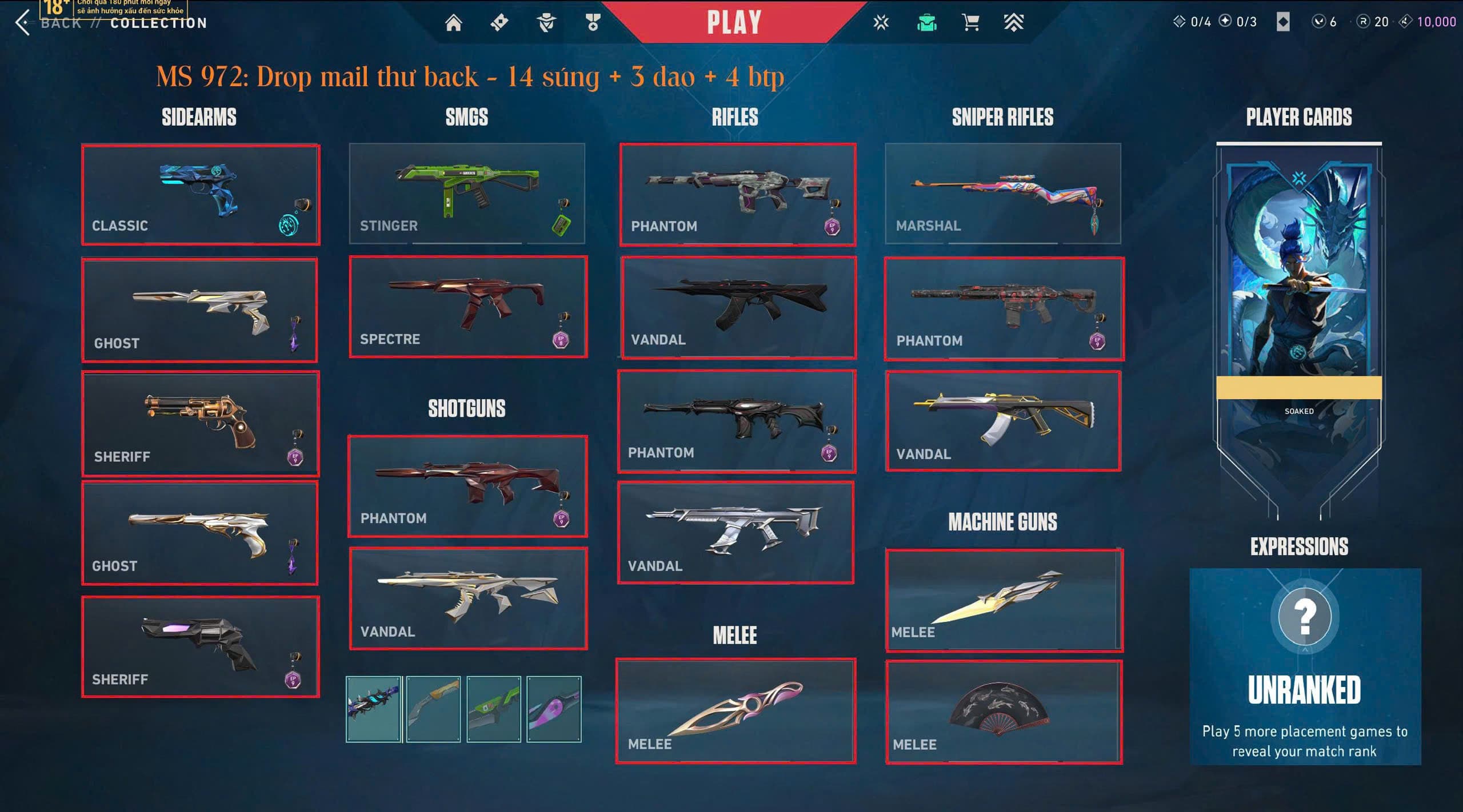 #972 Mua Acc Valorant Drop Mail - 14 súng 3 dao - Vandal Kuronami, Vandal Singularity