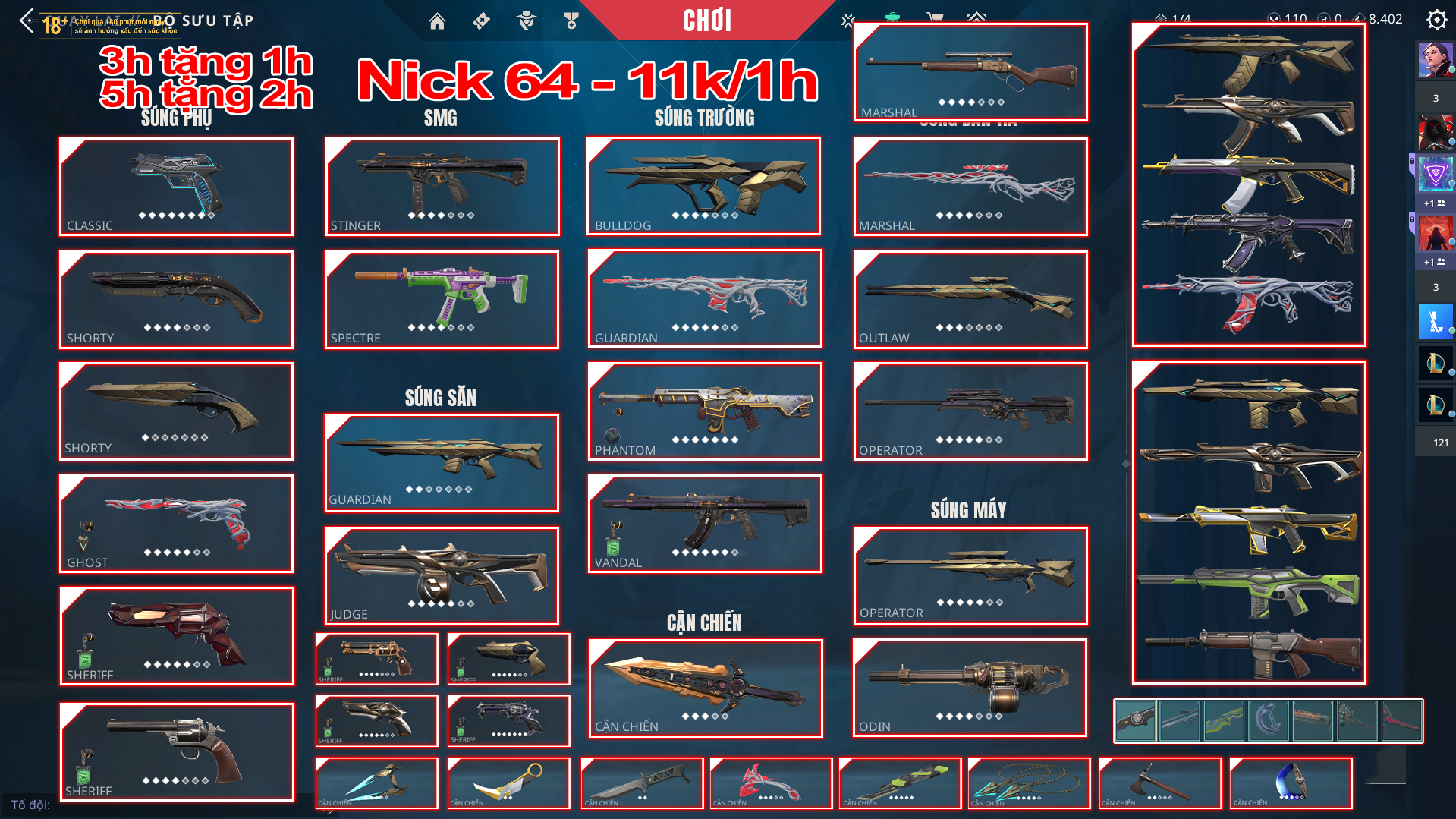 Thuê Account 64 - Thuê Nick Valorant - 99+ Skin - Neo/Araxys/Gaia/RGX....