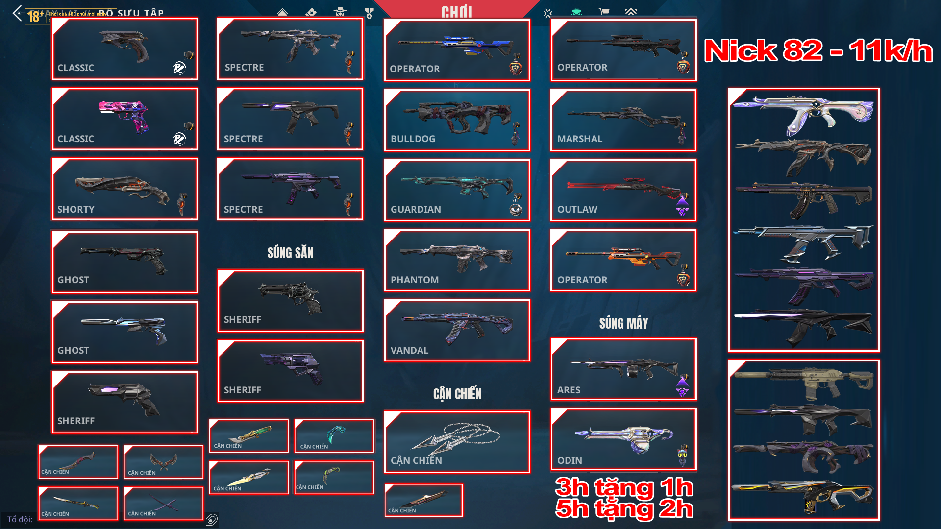 Thuê Account 82 - Thuê Nick Valorant - 99+ Skin - Primodium/ EXO/ Xero Fang/ Kuronami / 5years ...