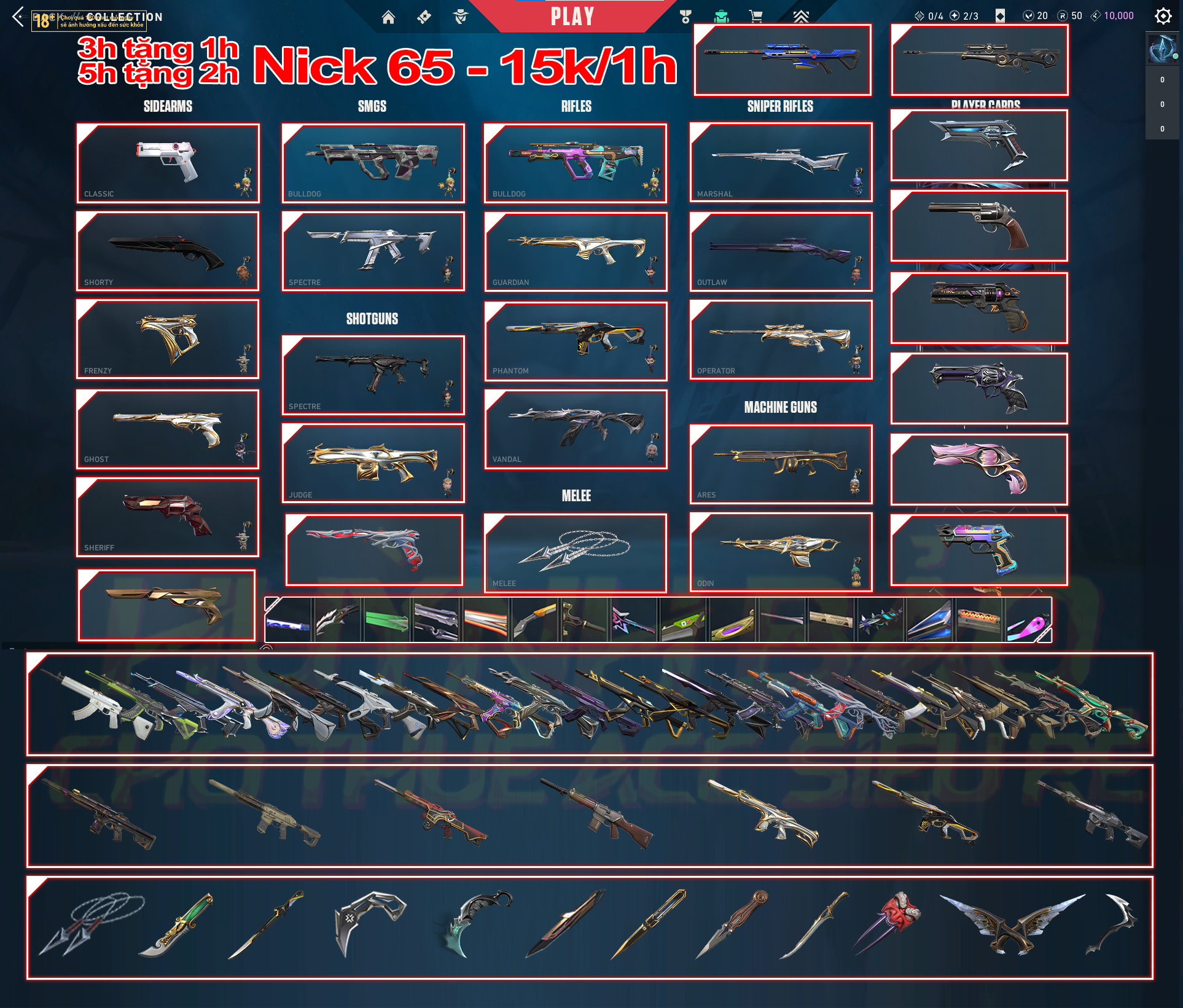 Thuê Account 65 - Thuê Valorant - 99+ Skin - 5 YEARS - VCT - KURONAMI...