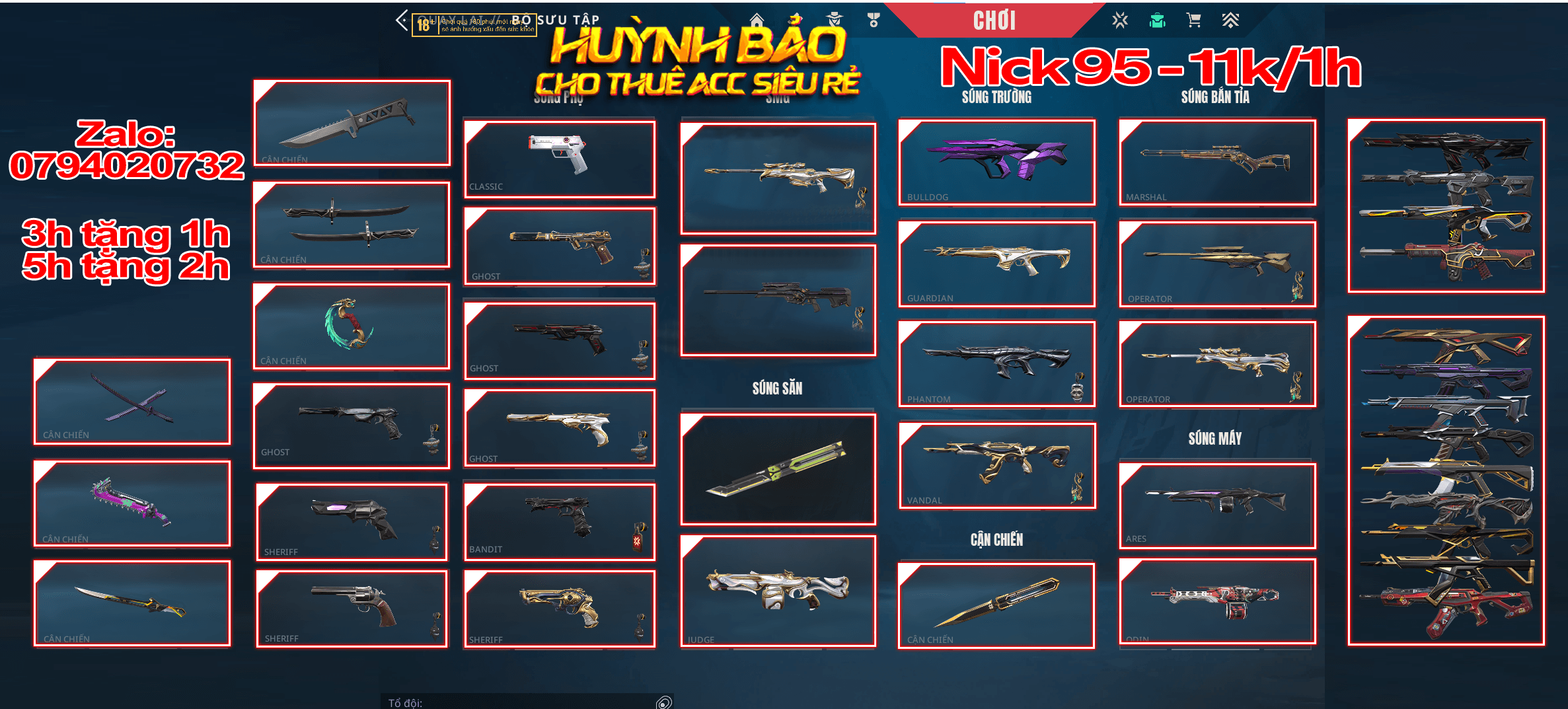 95 - Thuê Acc (Nick) Valorant Có 99+ Skin | BlackThorn + Neo + Araxys + Gaia + RGX