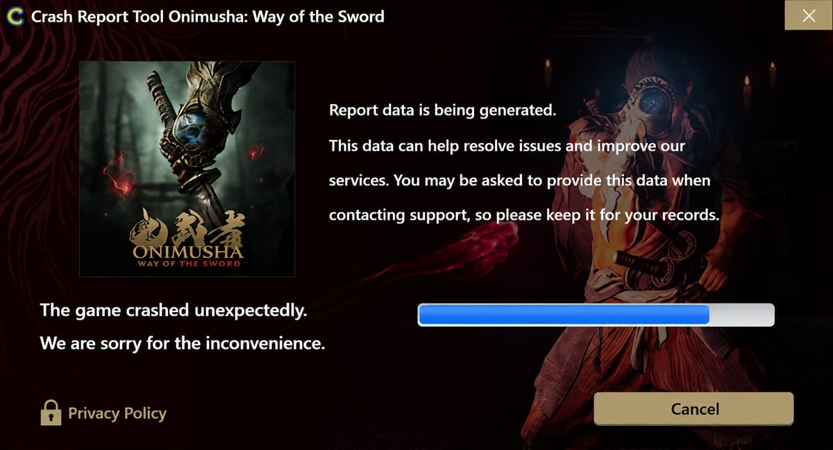 Cách Fix Lỗi Crash Report Tool Onimusha: Way of the Sword