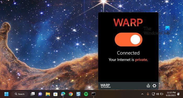 Cloudflare WARP xuất hiện ở khay hệ thống Windows sau khi cài